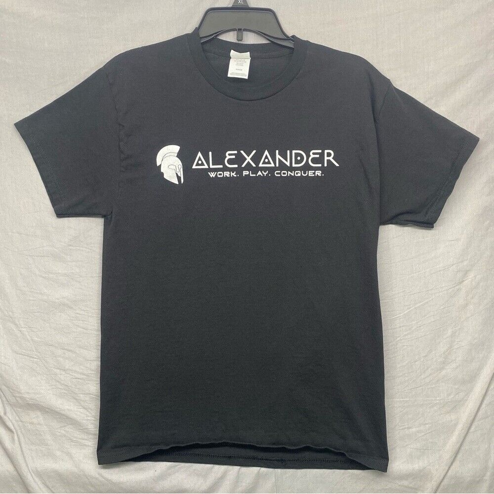 Hanes T-Shirt Graphic Print "Alexander Work Play Conquer" Black Men Size | M
